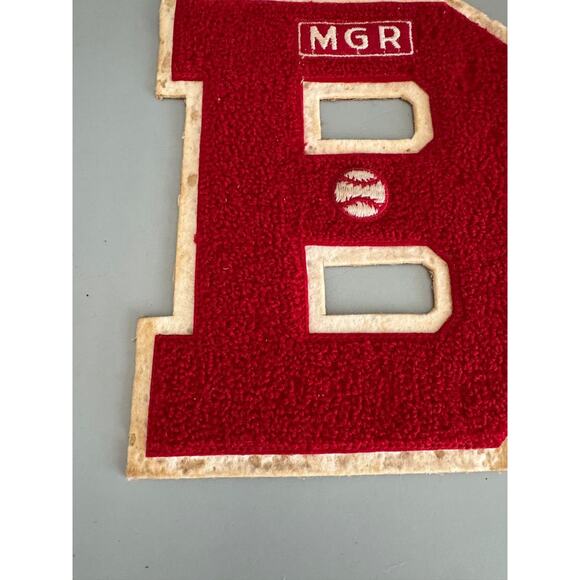 Vintage Letterman Varsity Chenille Patch Letter B Red 7” Baseball Manager - Picture 3 of 6